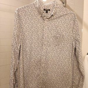 Men's Express White Pattern Shirt - L